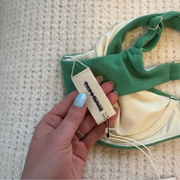 NWT zulu and zephyr towelling green swim top sz 2 - Picture 4 of 6